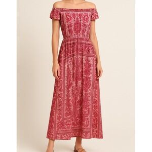 Voyage Mediterranee Capri Paisley Strapless Maxi Dress Pink‎ XS